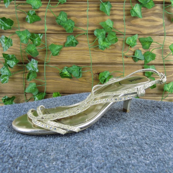 Kenneth Cole Women Unlisted Sparkle Strappy Gold Synthetic Sz 9 Gently Used 2025 - Picture 1 of 6
